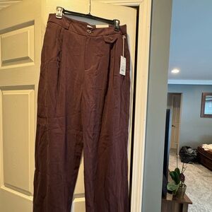 Target Burgundy Dress Pants with High Waist and Tie Detail. Need pressing.